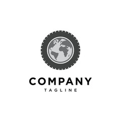 Tire and globe world logo icon vector template.