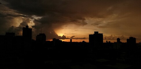 sunset in the city