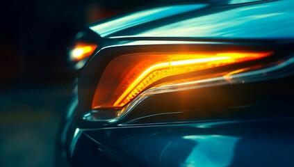 Obraz na płótnie Canvas Detailed closeup of striking car lights