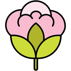 Cotton Ball Icon. Cotton Flower Symbol. Line Filled Icon Vector Stock