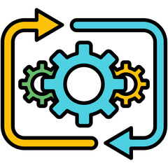 Automation Icon. Process Optimization Symbol. Line Filled Icon Vector Stock