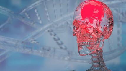 The Skeleton on and Background for headache concept 3d rendering