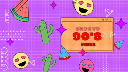 Vector flat design 90s music festival colorful colourful twitch background