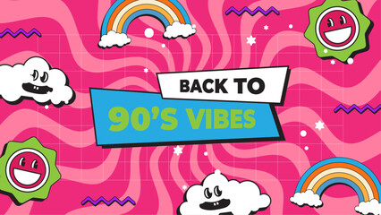 Vector nineties 90 colorful colourful background in memphis style