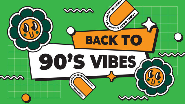 Vector colorful memphis style nostalgic background 90 colorful colourful