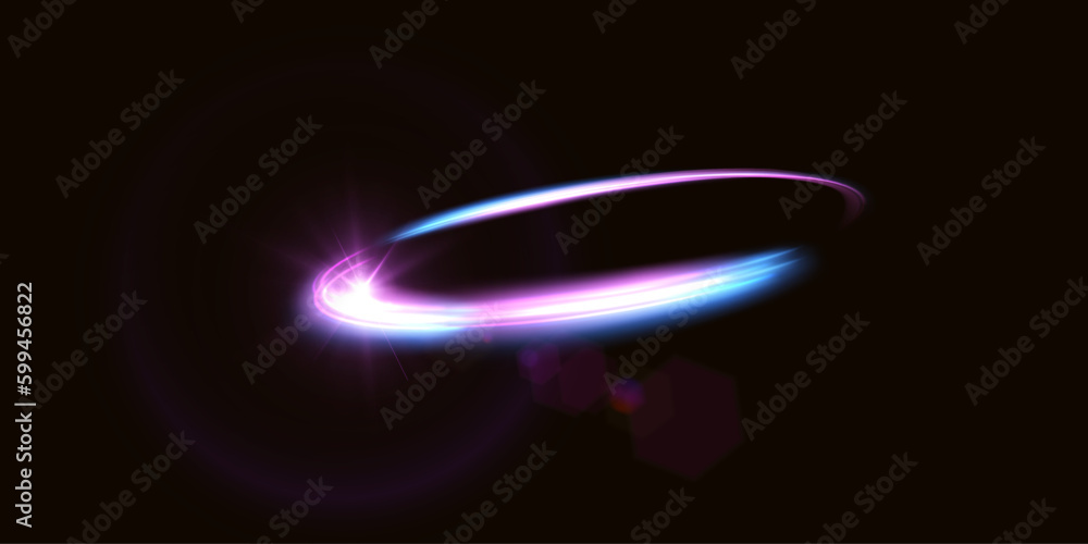 Aufkleber abstract neon blue-violet ring. a bright plume of luminous rays swirling in a fast spiraling motion.