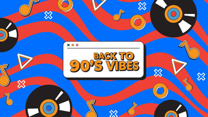 Vector colorful colourful hand drawn nostalgic 90's background