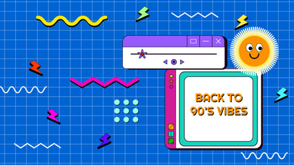 Vector colorful memphis style nostalgic background 90 colorful colourful