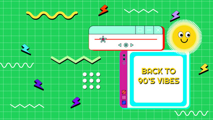 Vector colorful memphis style nostalgic background 90 colorful colourful