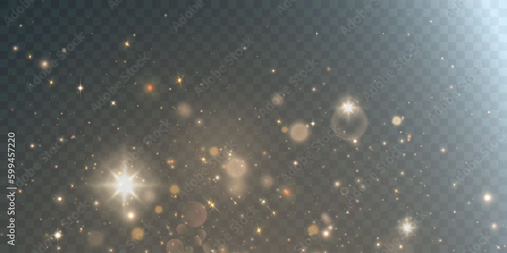 Aufkleber Light abstract glowing bokeh highlights. Light bokeh effect isolated on transparent background. The Christmas background shines from the dust. Christmas concept for design and illustrations.