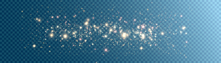 Light abstract glowing bokeh highlights. Light bokeh effect isolated on transparent background. The Christmas background shines from the dust. Christmas concept for design and illustrations.