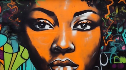 graffiti on the wall of black woman