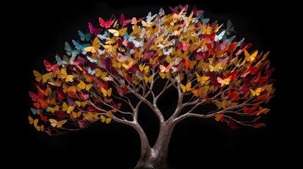 tree with colorful butterflies