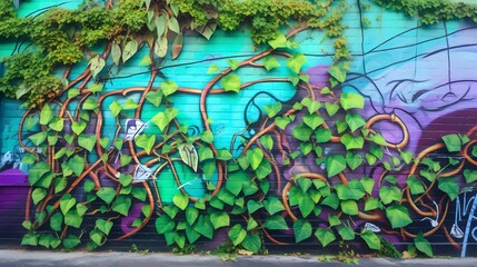 graffiti on the wall with vines