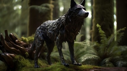 wolf in the woods statue