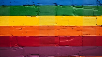 colorful rainbow pride brick wall