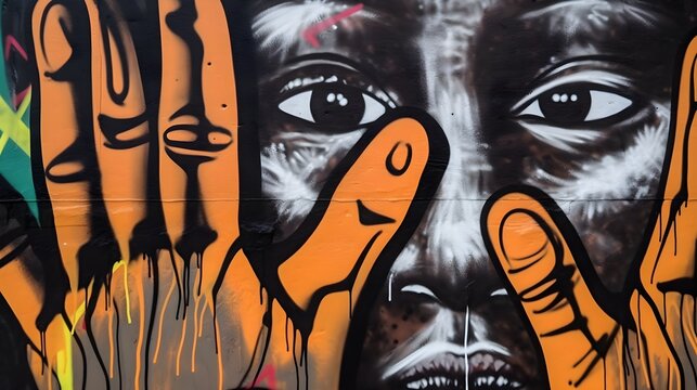 black graffiti on the wall