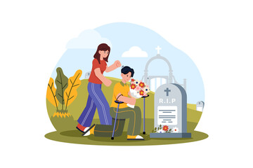 Families visit national cemeteries to pay their respects.