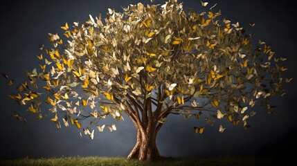 tree with butterfly leaves