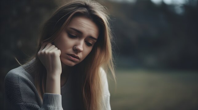 portrait of a woman sad