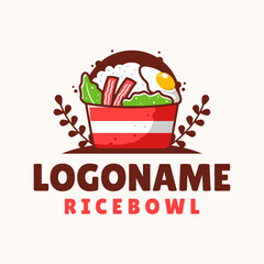 Rice bowl logo template, suitable for restaurant, cafe, and shop