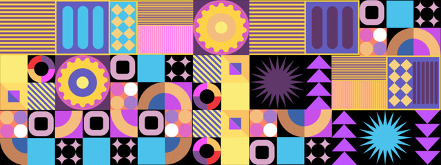 Vector flat mosaic background with shapes colorful colourful