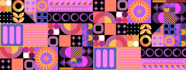 Obraz na płótnie Canvas Colorful colourful vector retro geometric shapes mosaic background