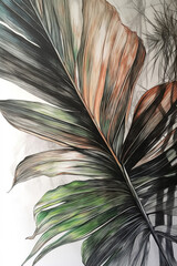 Palm tree, abstract charcoal illustration generated by Ai