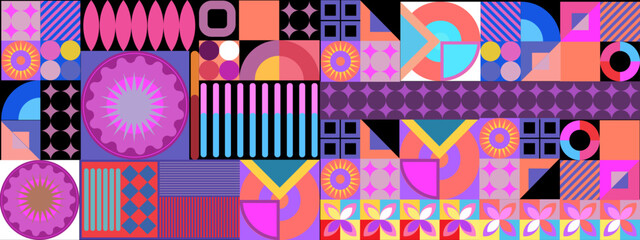 Vector flat mosaic background with shapes colorful colourful