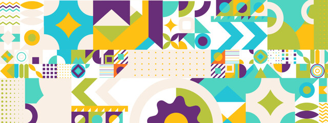 Vector flat mosaic background with shapes colorful colourful