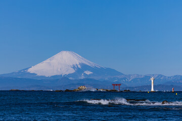 真名瀬海岸から富士山