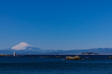 真名瀬海岸から富士山