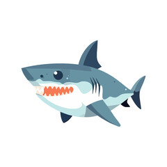 Cute cartoon fish with sharp teeth