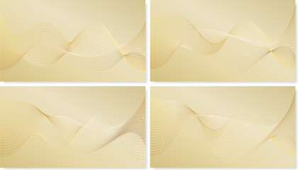 3d wavy gold lines swoosh background. Luxury beauty thin curves, swirl as stream flow pattern. Soft geometric shapes as silk fiber or fablic shiny decoration.