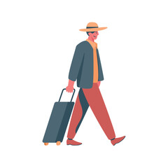 Businessman walking with luggage