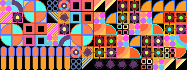 Obraz premium Vector flat design geometric pattern mobile design colorful colourful