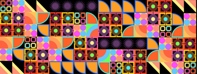 Obraz premium Colorful colourful vector retro geometric shapes mosaic background
