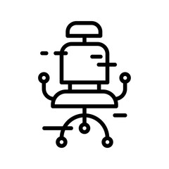 Office Chair business icon with black outline style. symbol, seat, design, isolated, sign, interior, modern. Vector Illustration