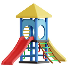 A 3D playground illustration for recreation or outdoor activity themes