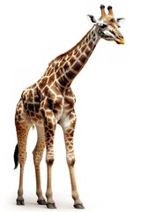 Fototapeta premium Giraffe isolated on white background. Photorealistic generative art.