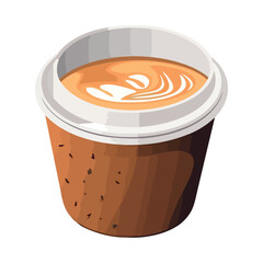 Hot coffee cappuccino in stylish disposable cup