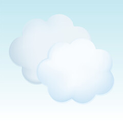 Clouds. Cute pastel cartoon of weather symbol. 3D vector illustration isolated on blue background.