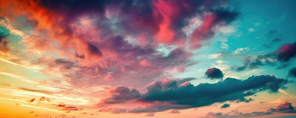 Fototapeta na wymiar Attractive colorful sunset with cloudy sky in rural area. Scenic image of textured sky. Perfect summertime wallpaper. Bright epic sky. Discover the beauty of earth.