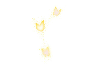 Gold glowing butterfly with sparkle dust.