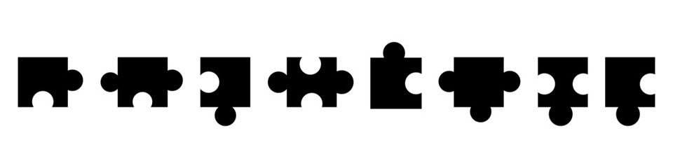 Puzzle black icon for design. Flat style illustration isolated on white background. Vector EPS 10