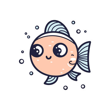 cute kawaii fish illustration is adorable and vibrant, perfect for designs that are playful and lively