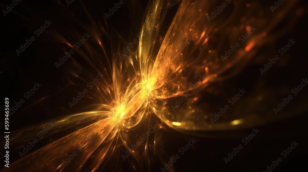 Poster abstract fractal golden light background. generative ai aig21.