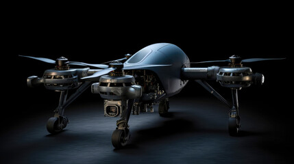 Fototapeta premium Unmanned military aerial remotely-piloted drone. Generative AI