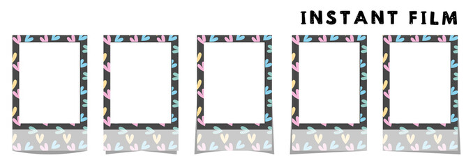 Instant film style frame,BLACK ,Heart,インスタントフィルム風フレーム,黒,ハートPNG.