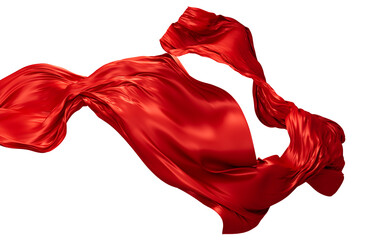 Red silk fabric, red cloth material flying in the wind , 3d rendering.